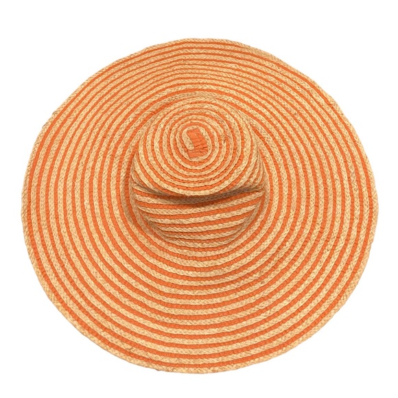 Calvin Klein Orange Brown Floppy Straw summer sun pool women’s hat - Picture 3 of 6